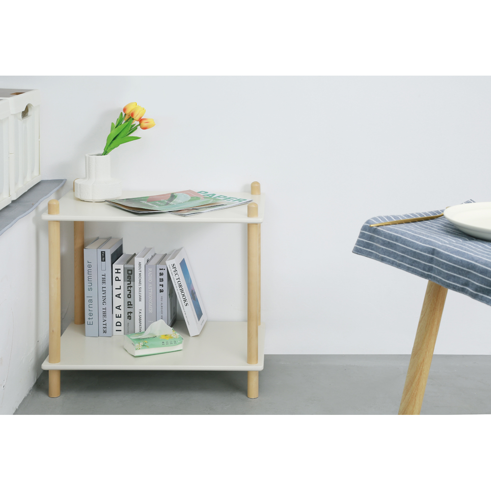 FurnitureHMD 2 Shelf Natural and White Bookcase Image 3