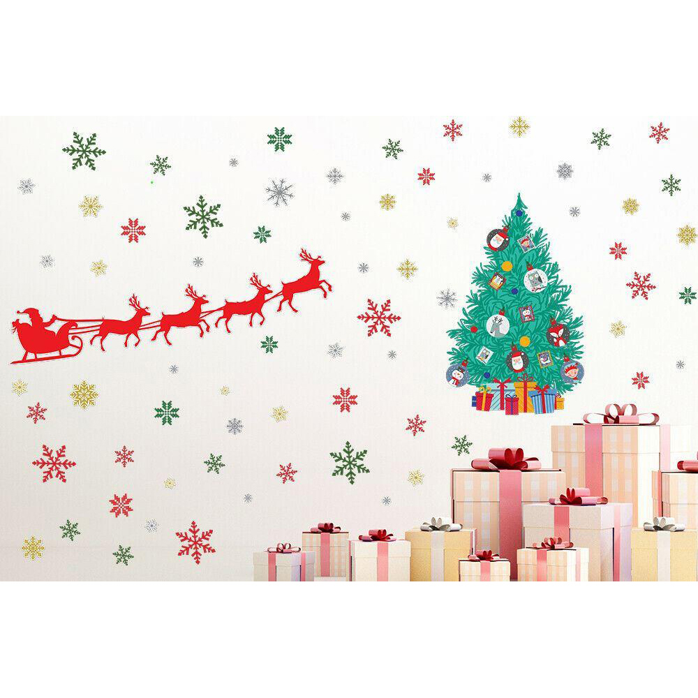Walplus Santa Claus Snowflakes and Christmas Tree Self Adhesive Wall Sticker 76 Piece Image 4
