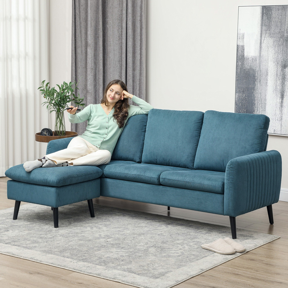 HOMCOM 3 Seater Corner Sofa with Reversible Chaise Lounge Image 1