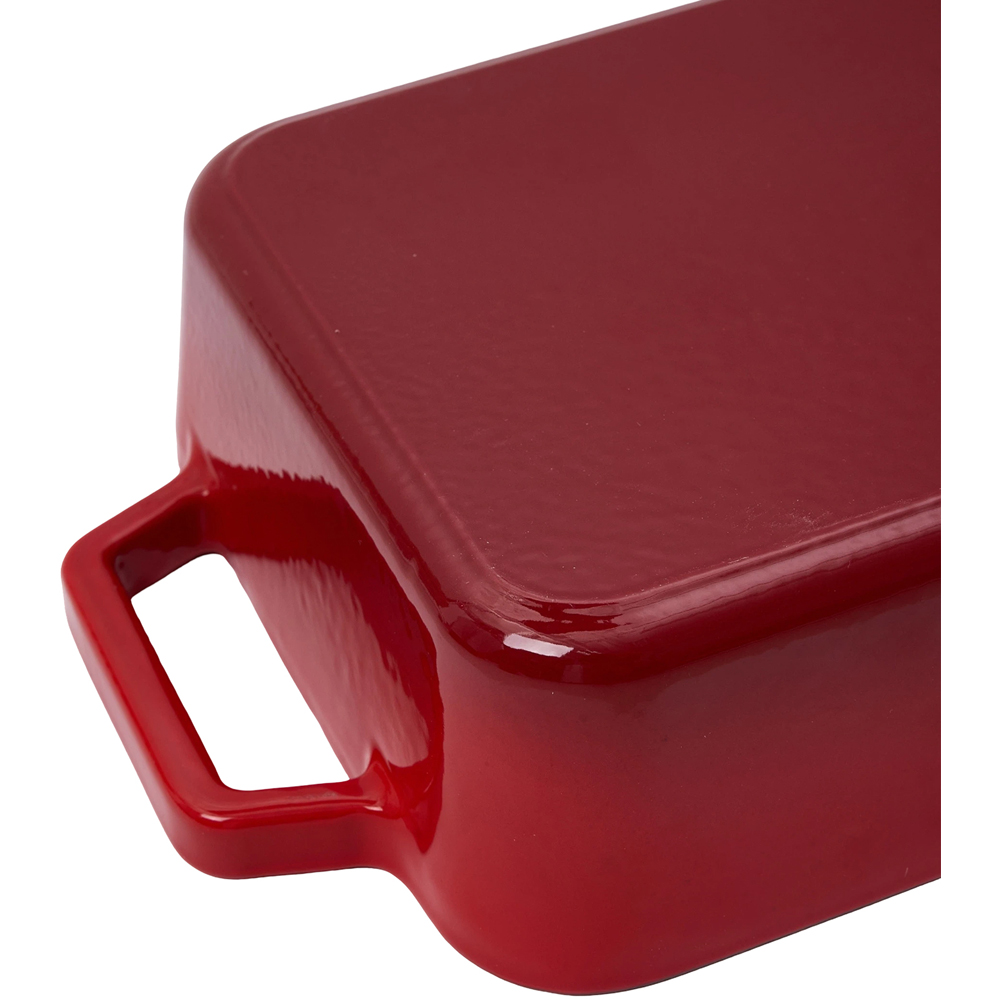 Living and Home 3.2L Red Enamelled Cast Iron Rectangular Baking Dish Image 5