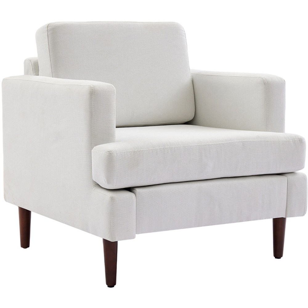 Living and Home Beige Linen Mid-Century Armchair Image 2