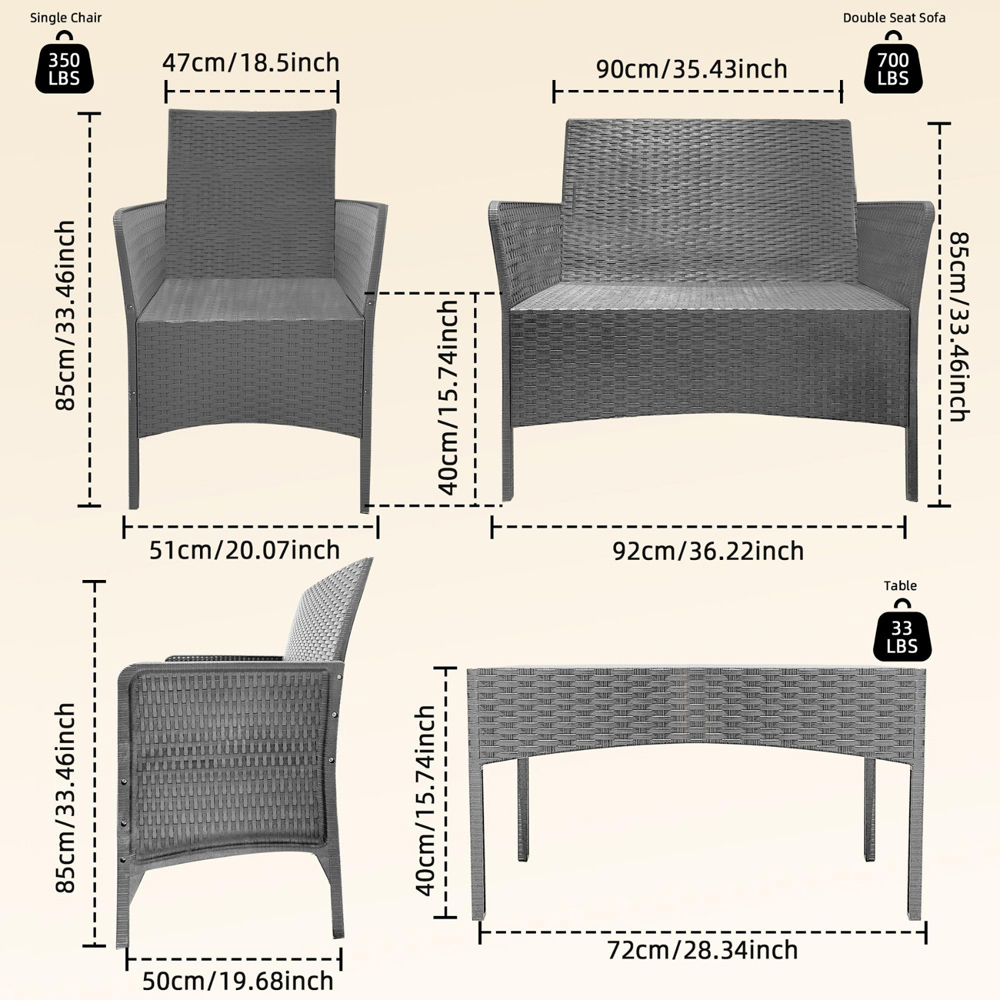 Alivio 4 Seater Grey Rattan Garden Lounge Set Image 6