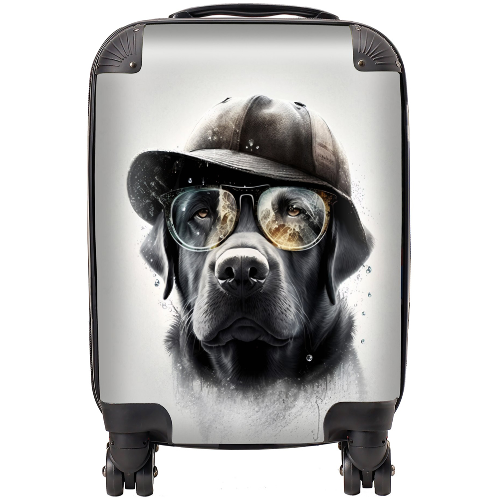 Warren Reed Designer Mini Cabin Splashart Labrador Retriever Dog with Hat Suitcase Image 1