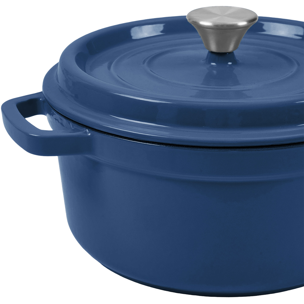 Living and Home 2L Dark Blue Enamelled Cast Iron Dutch Oven Image 4