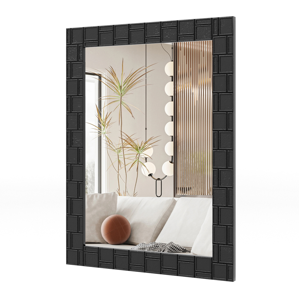 Costway Black Wooden Framed Wall Mirror 80 x 60cm Image 3