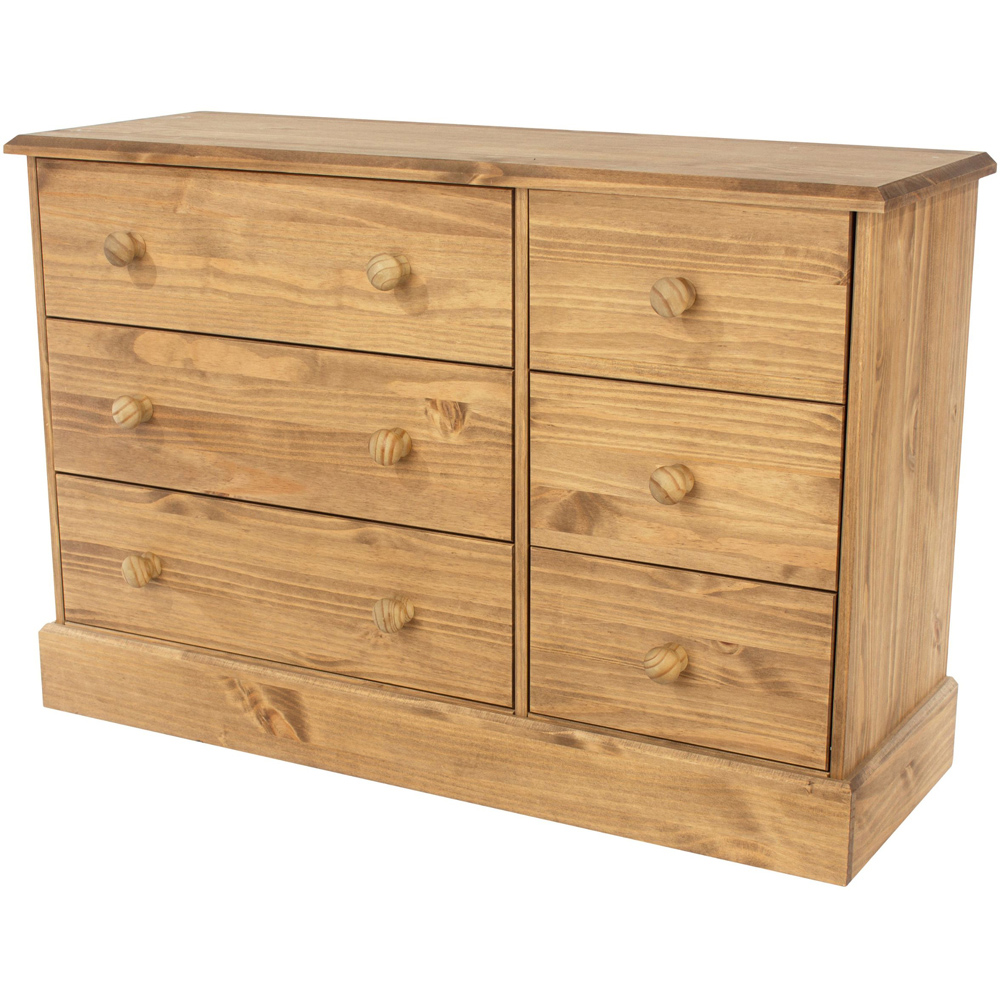 Core Products Cotswold 6 Drawer Pine Wood and MDF Wide Chest of Drawers Image 2
