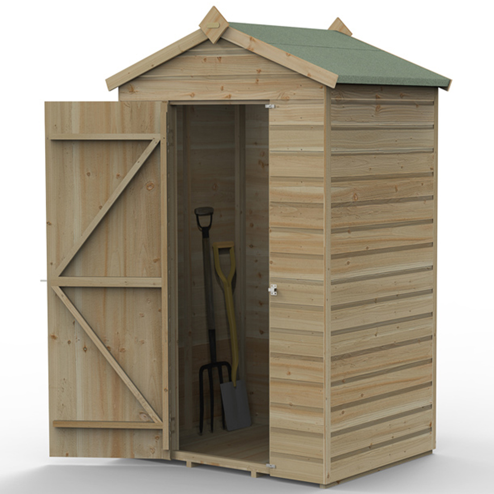 Forest Garden Beckwood 4 x 3ft Single Door Shiplap Apex Shed Image 3