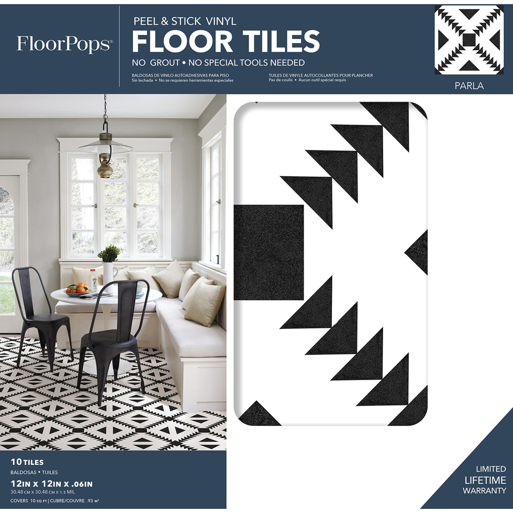 Floorpops Parla Black Peel and Stick Floor Tile 30.48 x 30.48cm 10 Pack Image 6