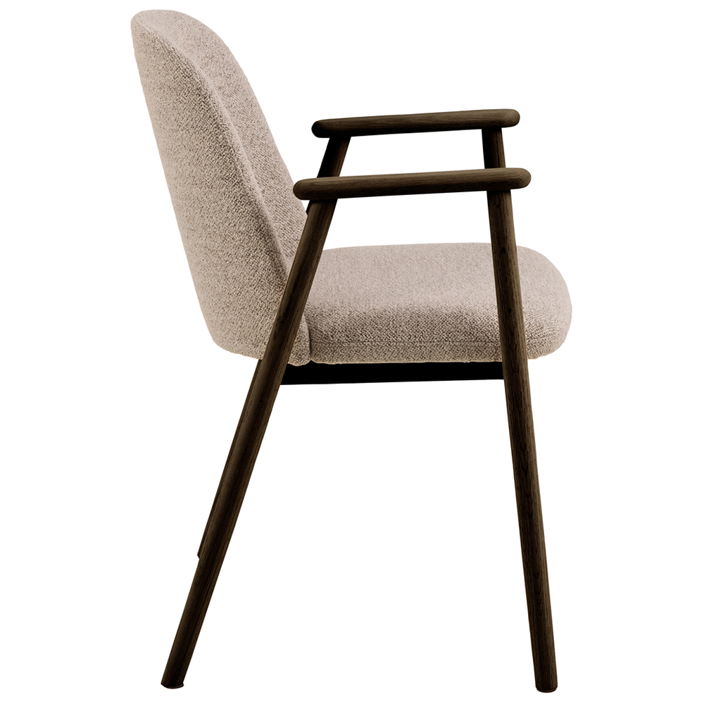 Florence Leo Set of 2 Beige Monza Fabric Dining Chair with Armrest Image 4