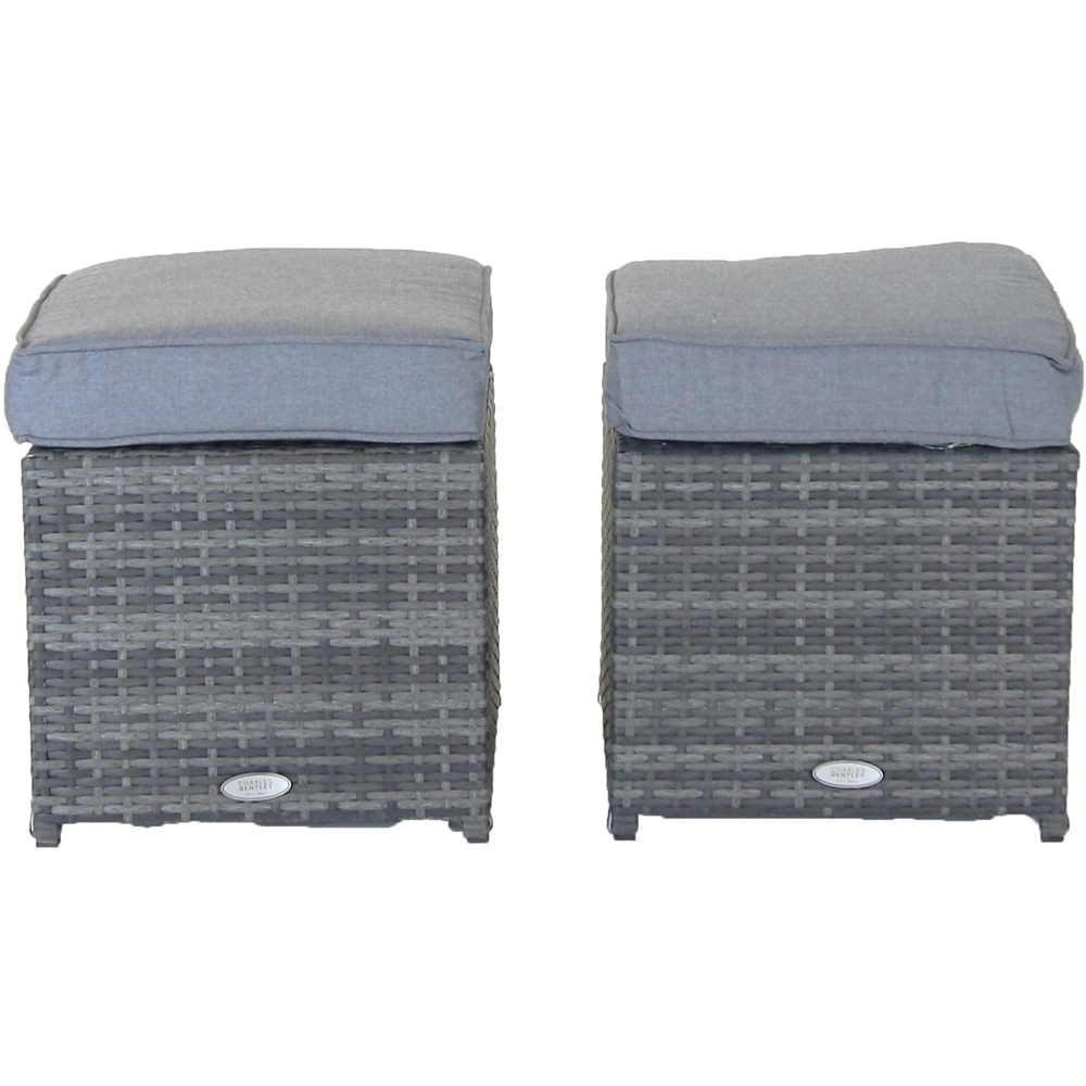 Charles Bentley Grey Rattan Foot Stool Set of 2 Image 3