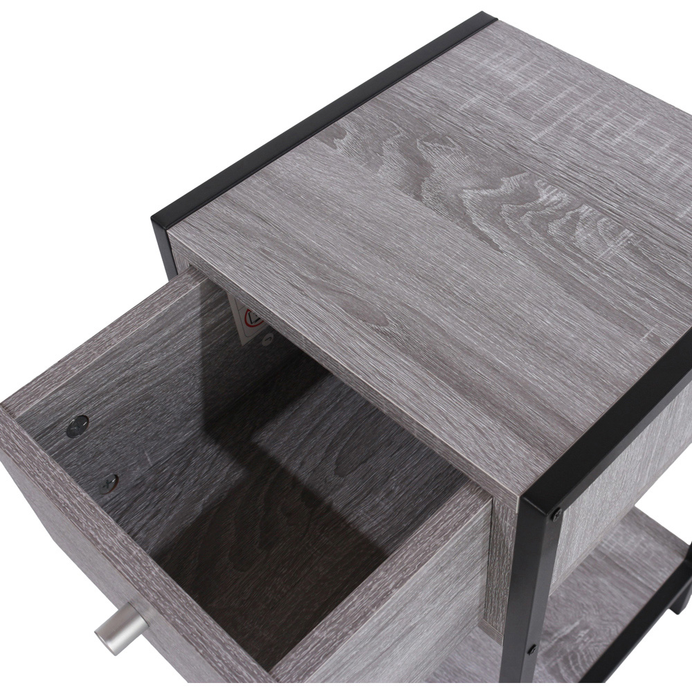 Core Products Kelly Single Drawer Single Shelf Grey Oak Effect Compact Bedside Cabinet Image 6