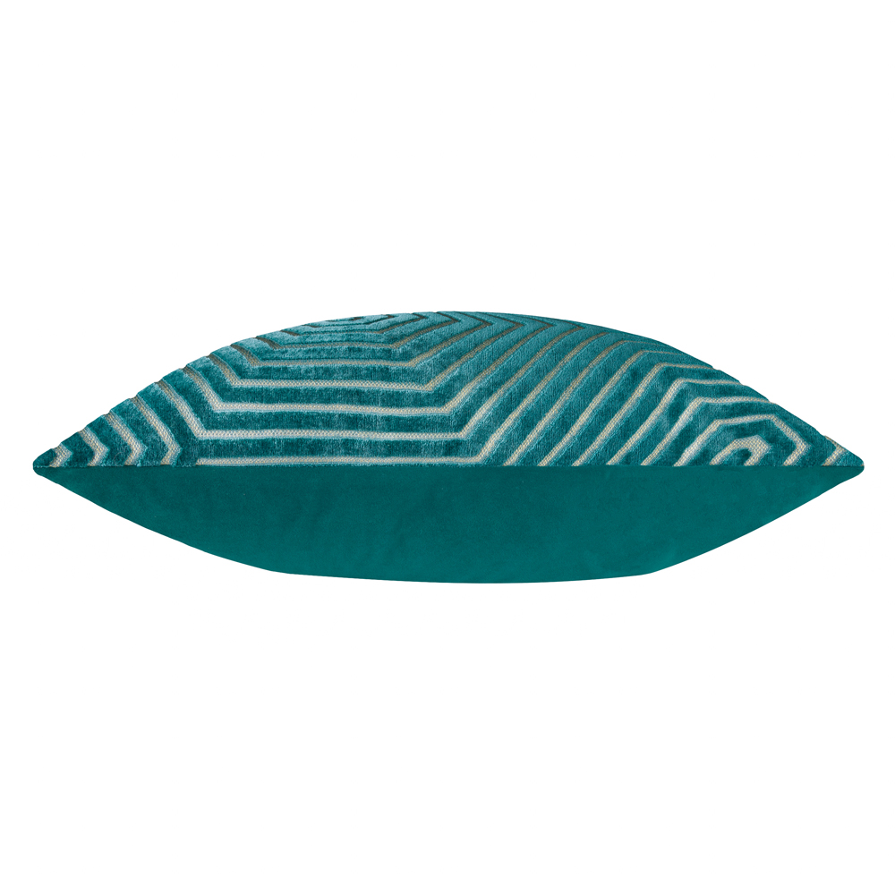 Paoletti Christmas Evoke Teal Cut Velvet Cushion 55 x 55cm Image 3