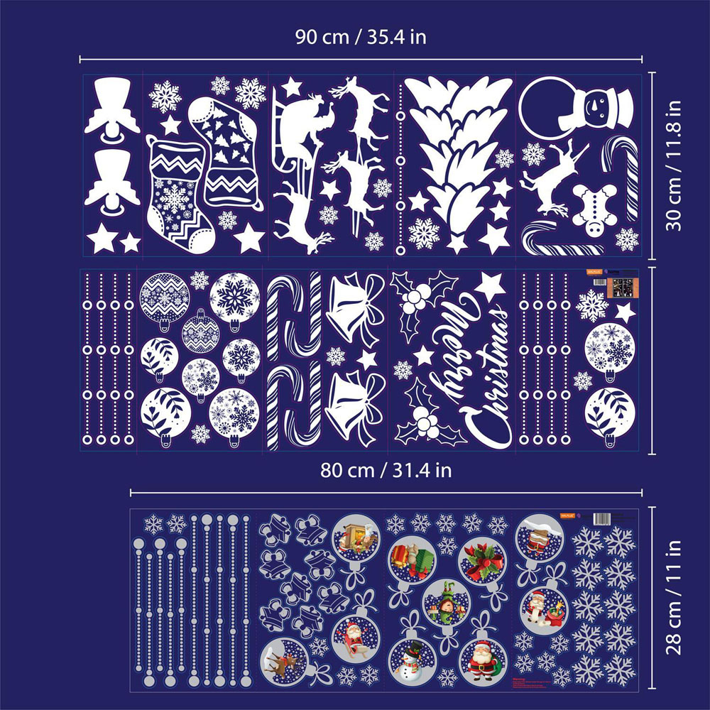 Walplus White Winterland with Baubles Double-Sided Christmas Window Stickers 117 Piece Image 7