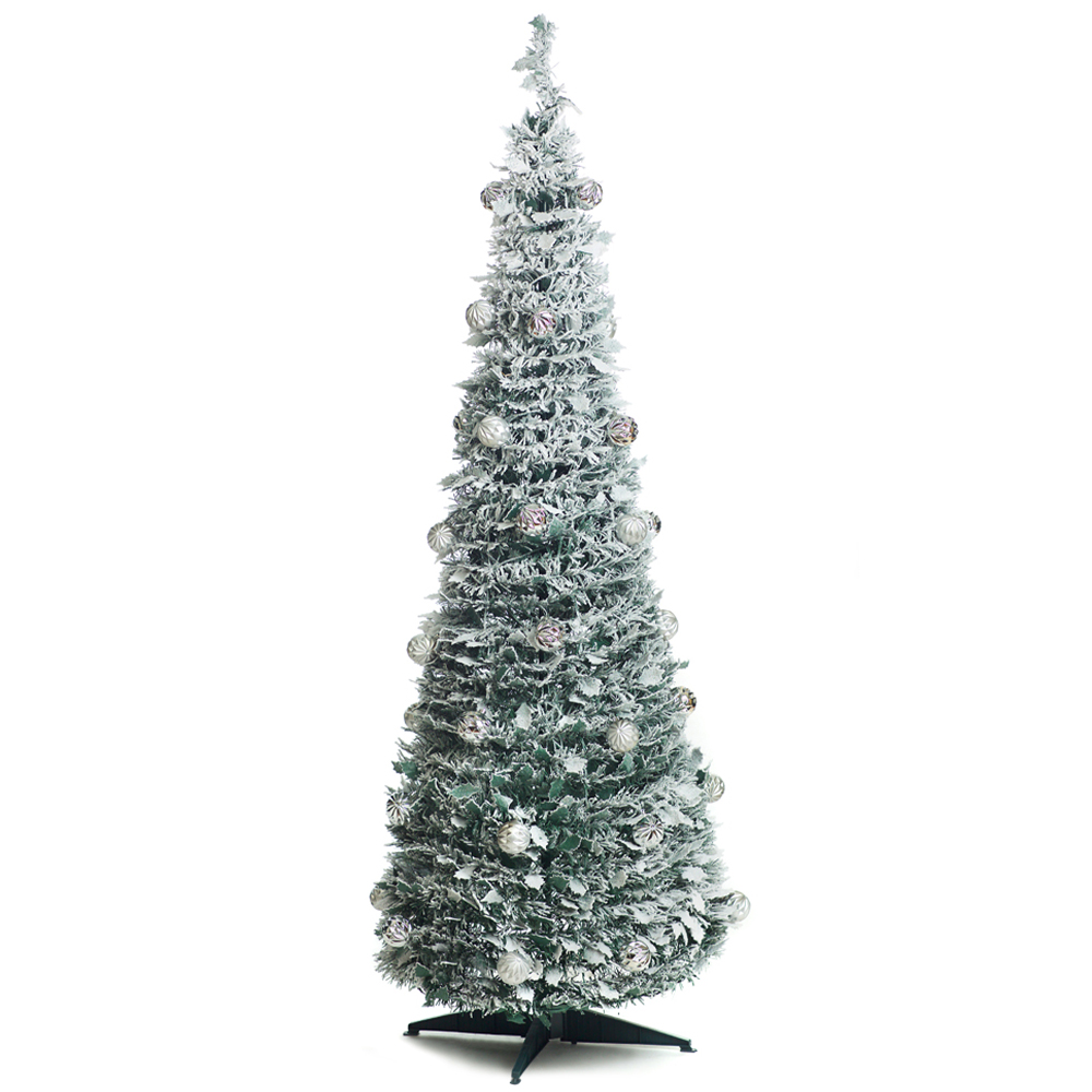 Best Artificial Pre Lit Warm White LED Frosted Pop Up Artificial Christmas Tree 6ft Image 1
