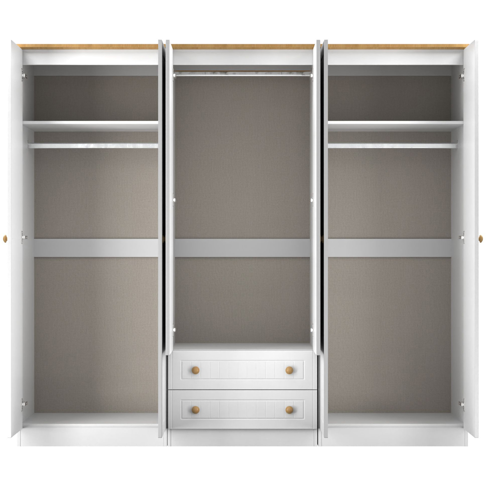 Crowndale Warwick 6 Door 2 Drawer White Ash and Modern Oak Wardrobe Ready Assembled Image 6