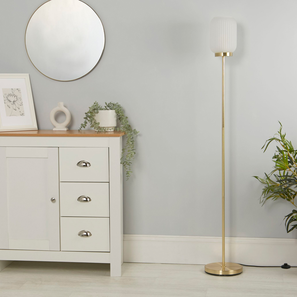 Lighting Collection Matson Frosted White Glass Floor Lamp Image 2