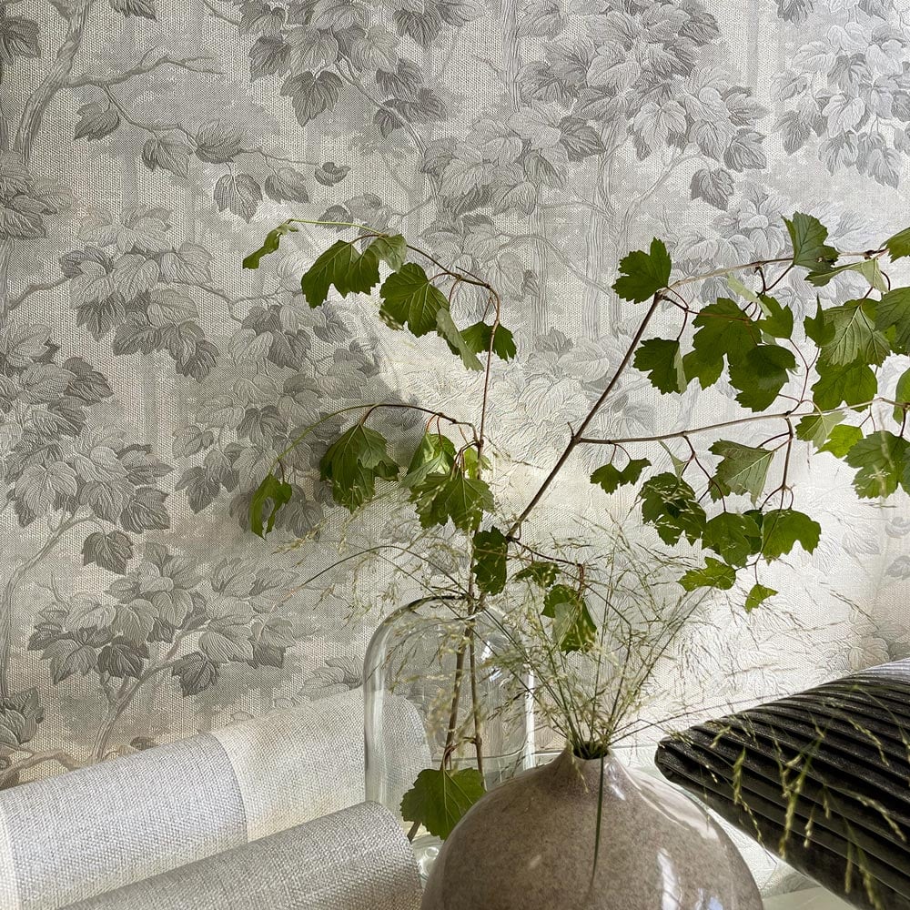 Belgravia Decor Giorgio Tree Soft Silver Wallpaper Image 3