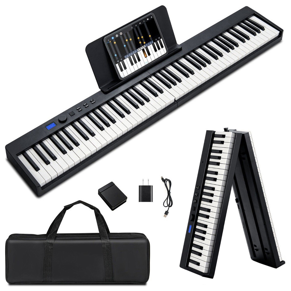 Costway MU10079GB Black 88 Key Foldable Digital Keyboard Piano with MIDI Image 1