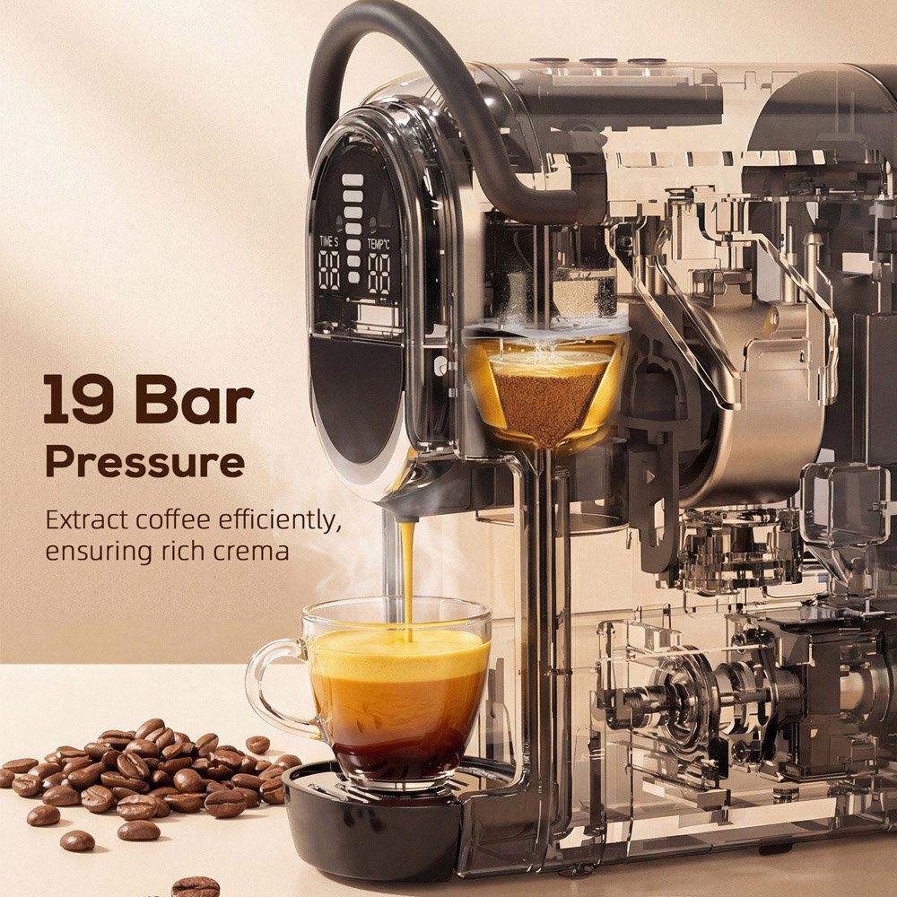 HOMCOM 19 Bar Black Pod Semi-Automatic 600ml Coffee Machine 1450W Image 5