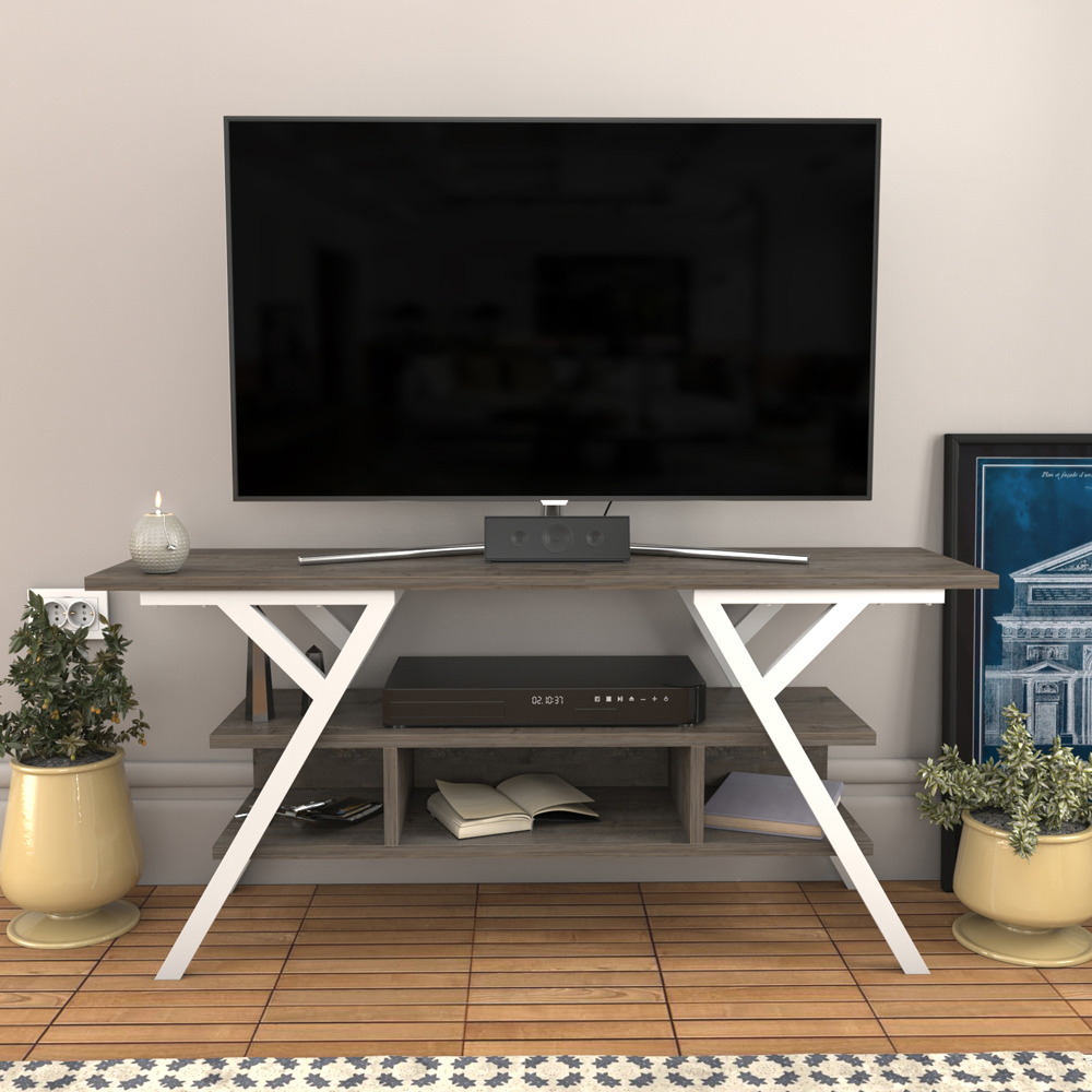 Decorotika Minerva 4 Shelf White Wenge TV Stand for 55 inch TV Image 4