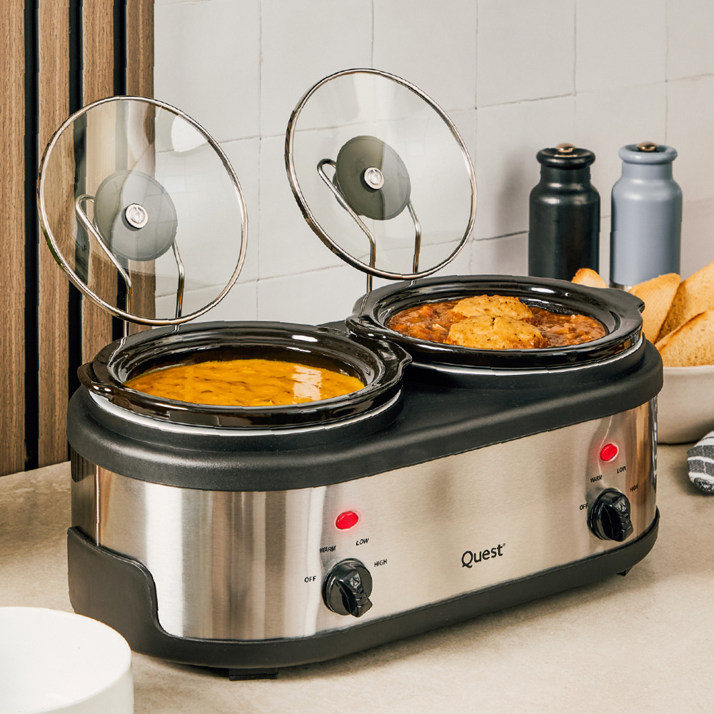 Quest 16529 2-Pot Black Stainless Steel 1.5L Slow Cooker Image 4