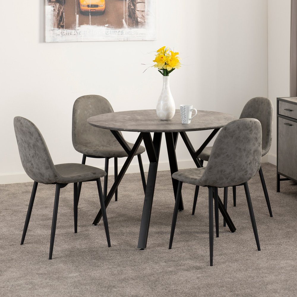 Seconique Athens 4 Seater Round Dining Set Concrete Image 1