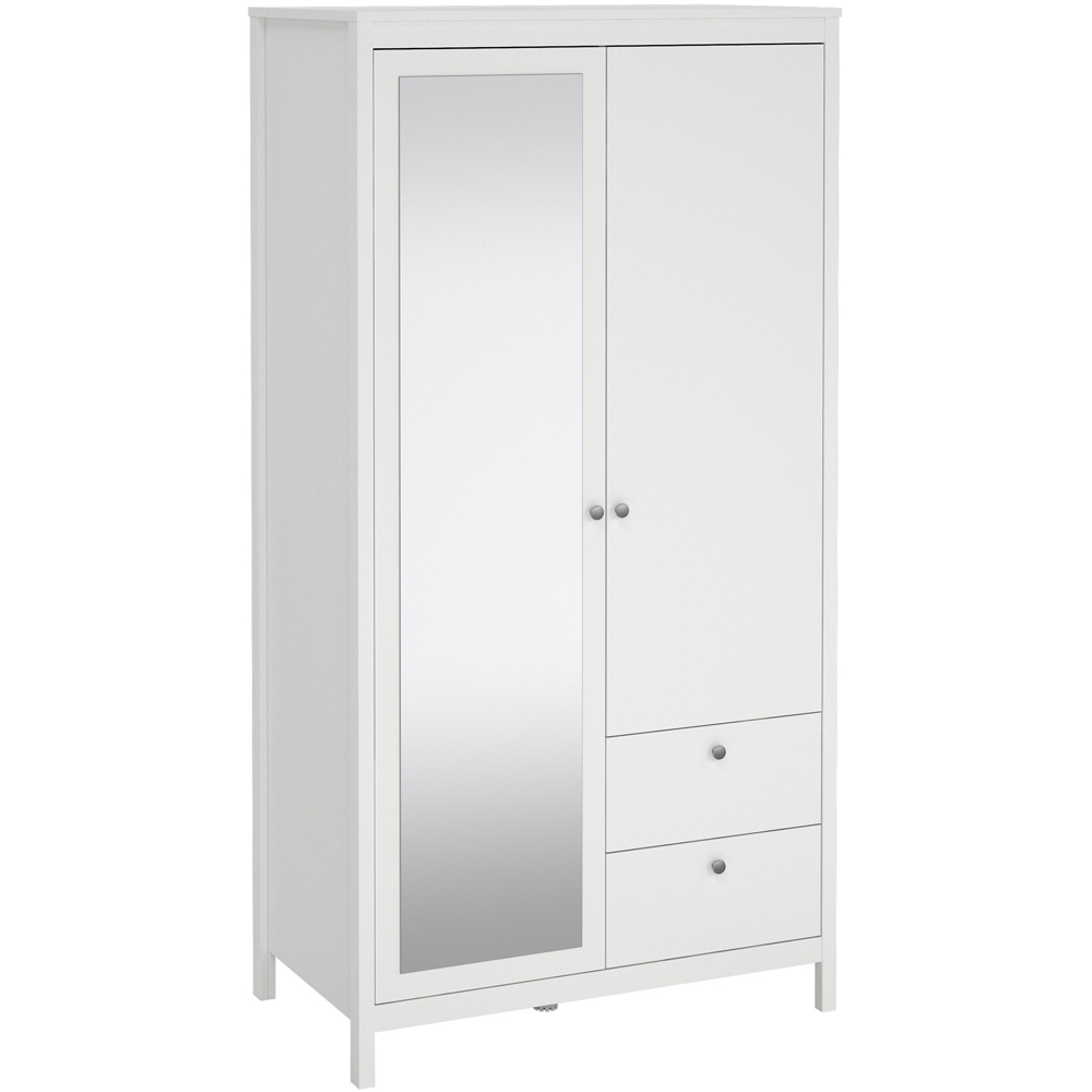 Florence Madrid 2 Door 2 Drawer White Mirrored Wardrobe Image 2