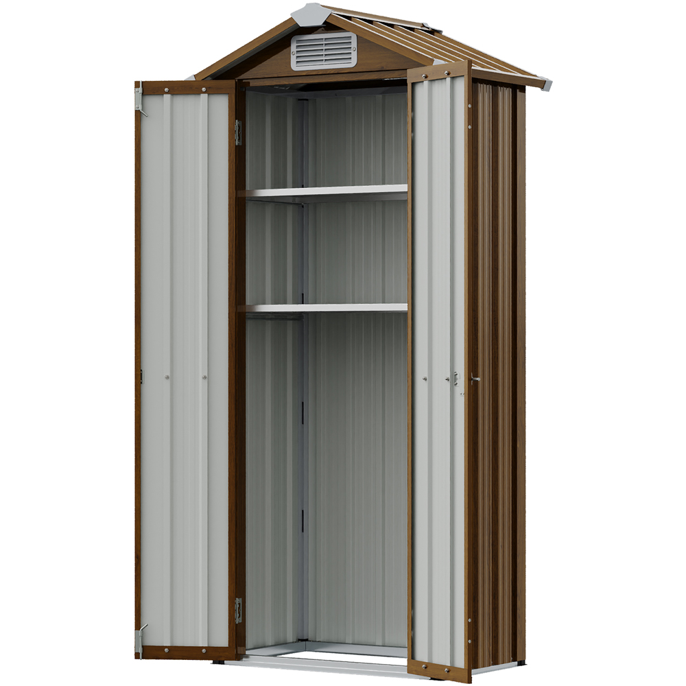 Living and Home 2.7 x 1.9ft Metal Double Door Apex Garden Tool Storage Shed Image 3
