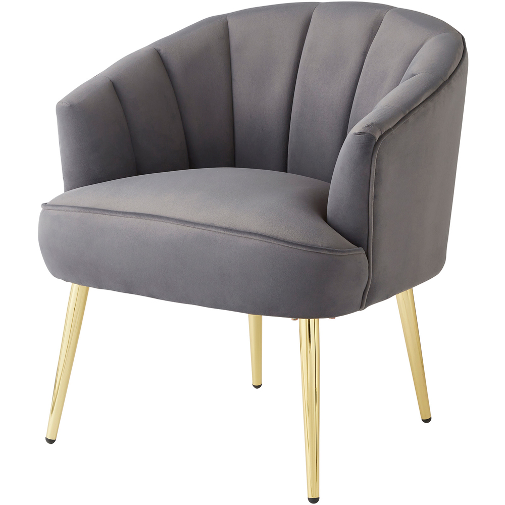GFW Pettine Grey and Gold Plush Fabric Chair Image 2