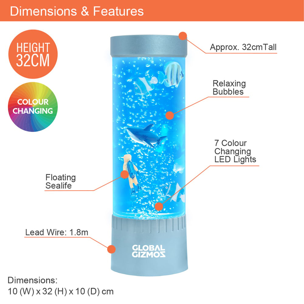 Global Gizmos Metallic Blue Scuba Diver Water Bubble Lamp 32cm Image 8