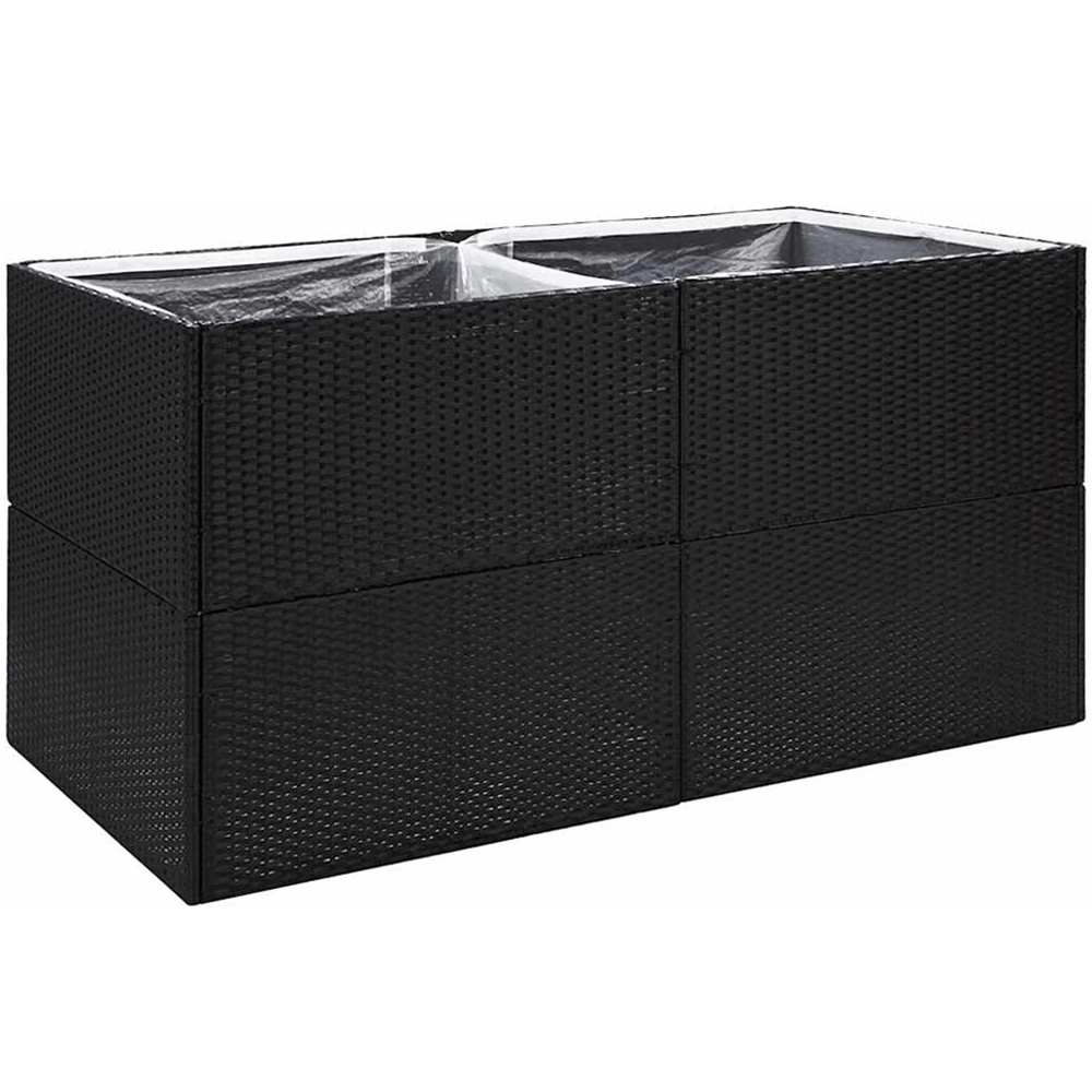 vidaXL Black PE Rattan Raised Garden Bed 80 x 157 x 80cm Image 1