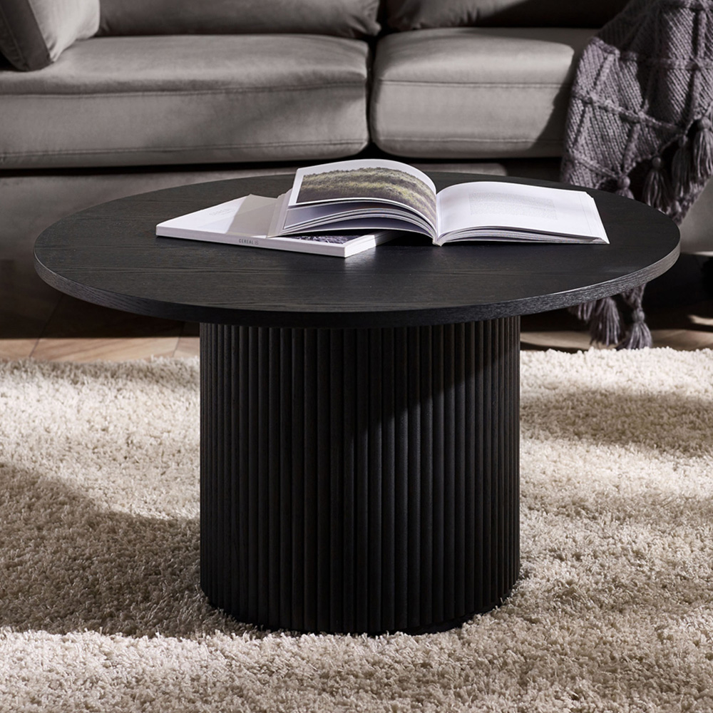 Julian Bowen Louis Black Fluted Round Coffee Table Image 1