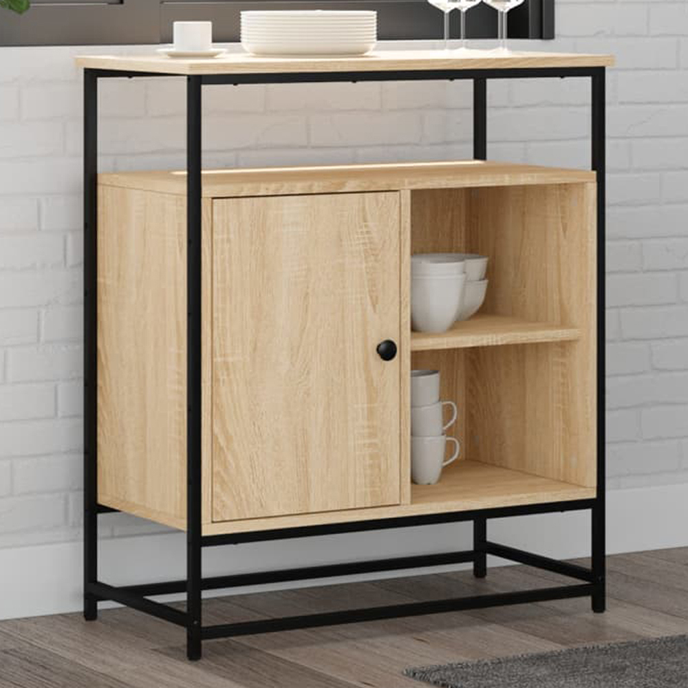 vidaXL Single Door 3 Shelf Sonoma Oak Sideboard Image 1