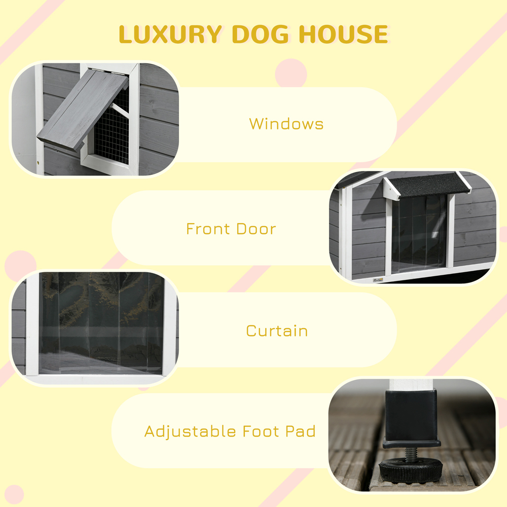 PawHut 65 x 72cm Grey Wooden Outdoor Dog Kennel Image 7