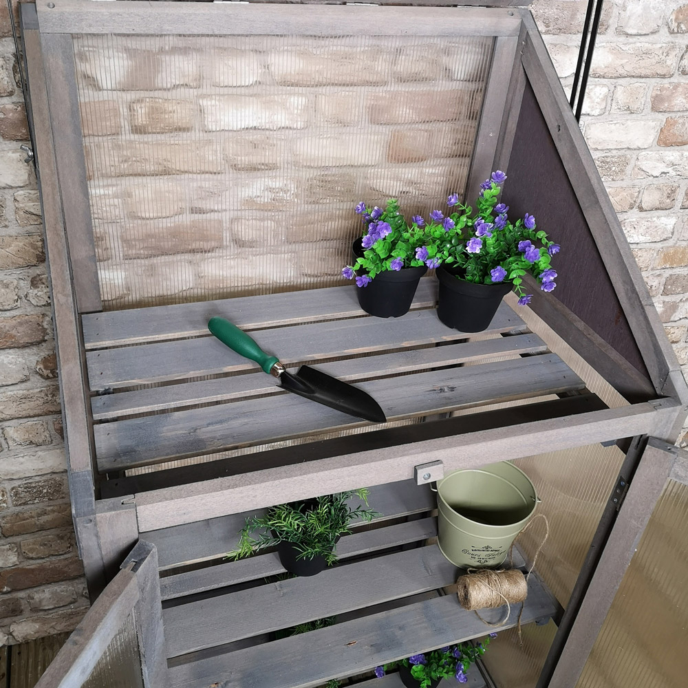 Samuel Alexander Grey Wooden Cold Frame 2.3 x 1.6ft Mini Greenhouse Image 3