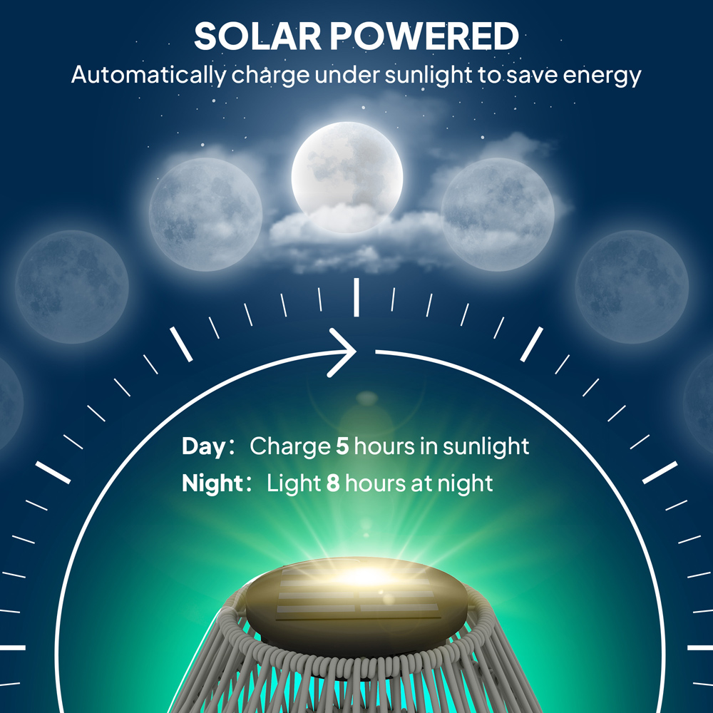 Outsunny Grey Rattan Solar Lamp Image 8