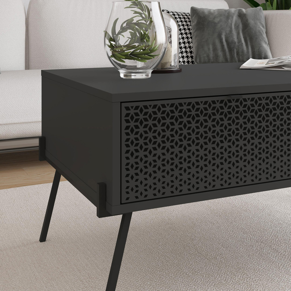 Decortie Naive Single Drawer Single Shelf Anthracite Coffee Table Image 3