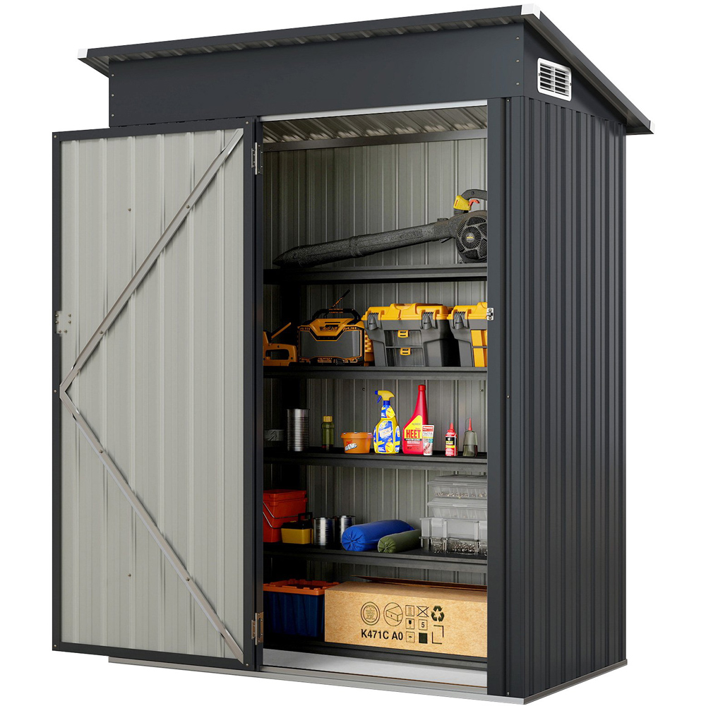 Costway 3 x 6ft Dark Grey All Weather Storage Shed Image 3