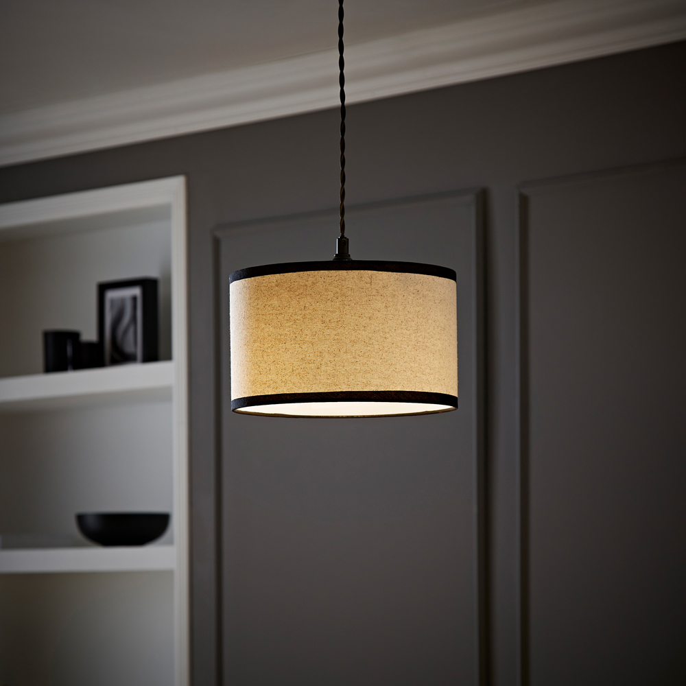 ValueLights Eva Linen Small Drum Shade with Black Trim Image 6