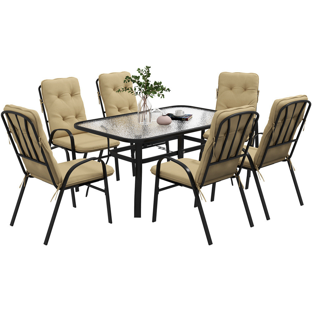 Outsunny 6 Seater Beige Garden Dining Set Image 2