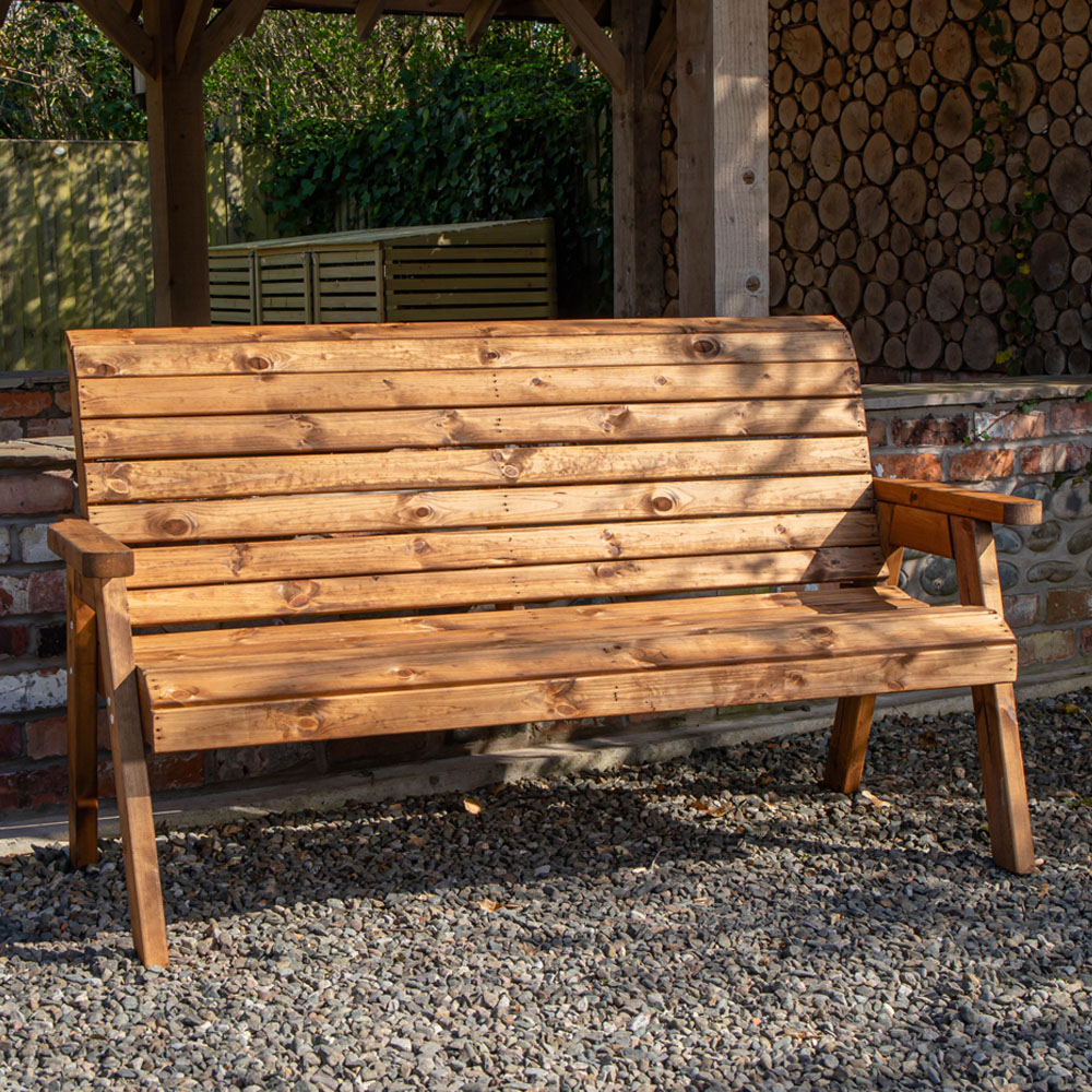 Samuel Alexander 3 Seater Rustic Wooden Garden Bench Image 1