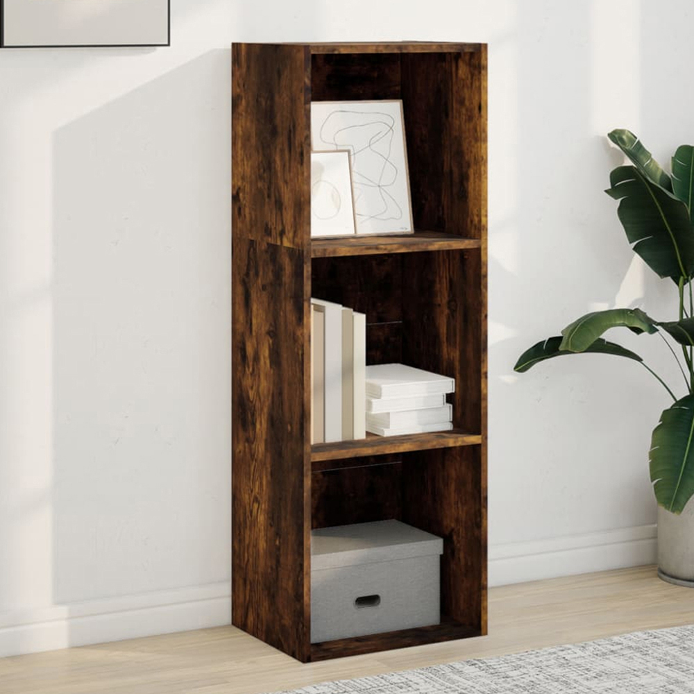 vidaXL 3 Shelf Smoked Oak Bookcase Image 1