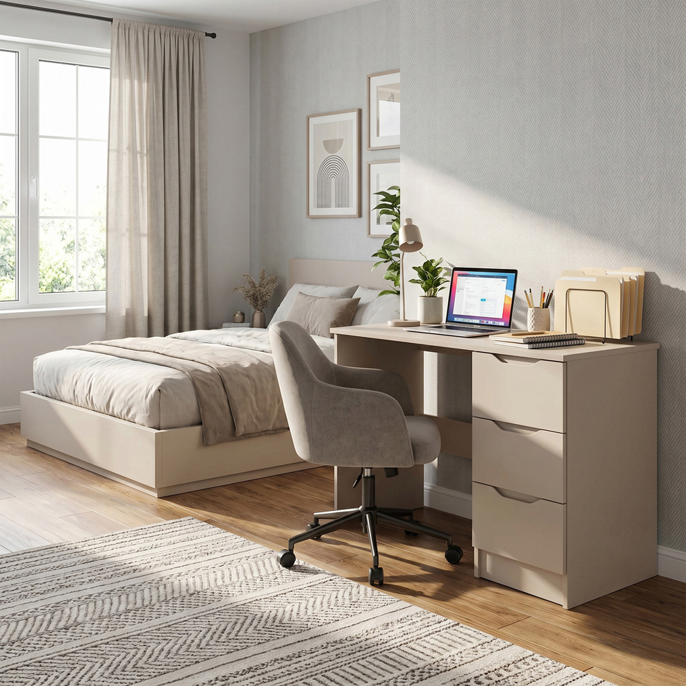 FWStyle Luno 3 Drawer Putty Vanity Dressing Table Image 6