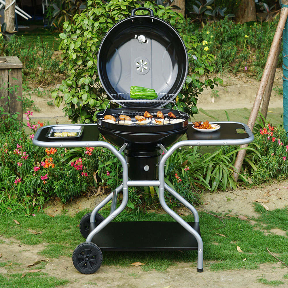 Gr8 Garden Kettle Bowl Charcoal BBQ Grill Portable Trolley with Side Tables Image 2