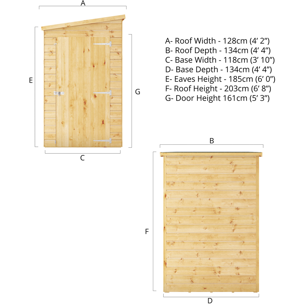 Mercia 4 x 4ft Shiplap Pent Shed Image 7