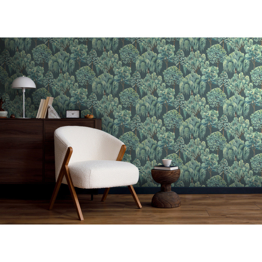 Esselle Home Whispering Willow Navy Wallpaper Image 7