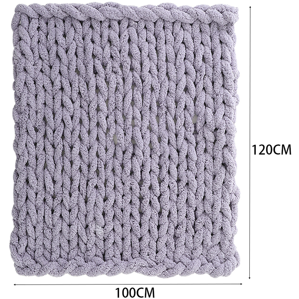 Living and Home Grey Hand Woven Chenille Blanket for Couch and Bed 120cm Image 9