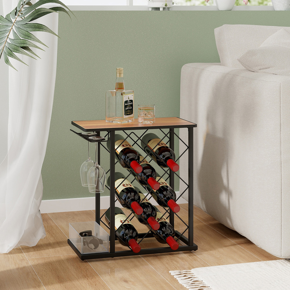 Costway 8 Bottle Countertop Wine Rack with Storage Image 4