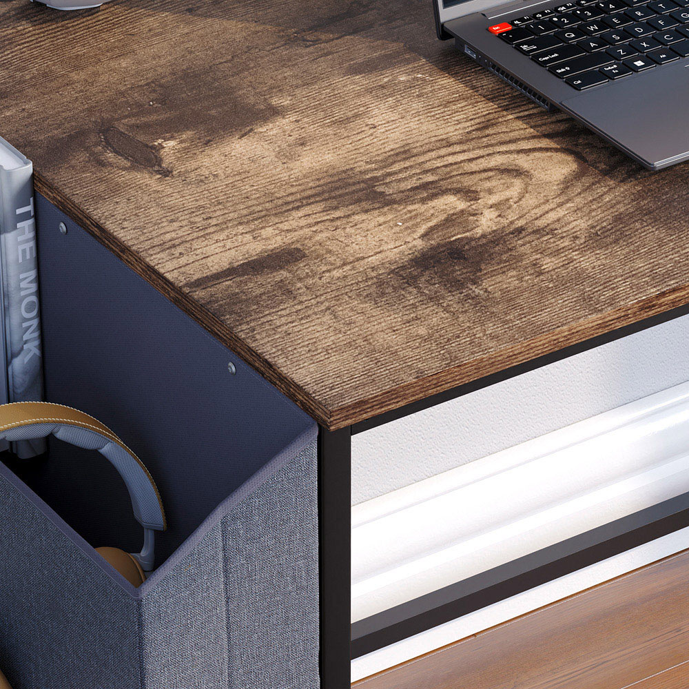 Vida Designs Brooklyn Dark Wood Large Computer Desk Image 3