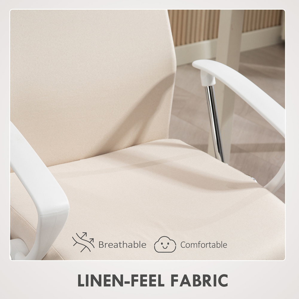 HOMCOM Cream White Curved High Back Computer Chair Image 8